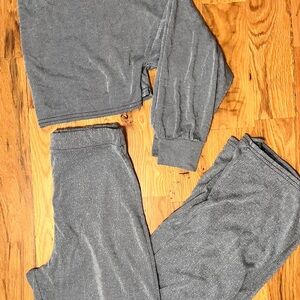 Nasty Gal Silver-Gray Ribbed Lounge Leggings Set